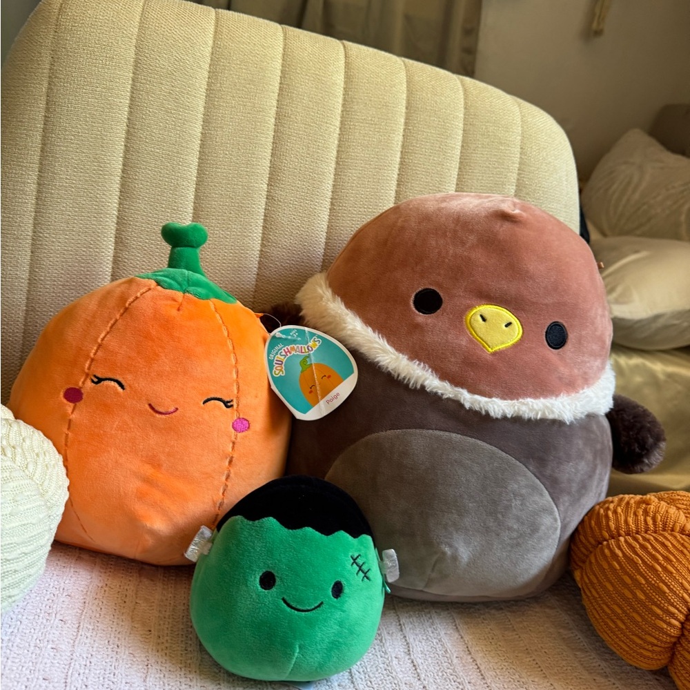 Squishmallows Plush Trio - Orange, Brown, Green